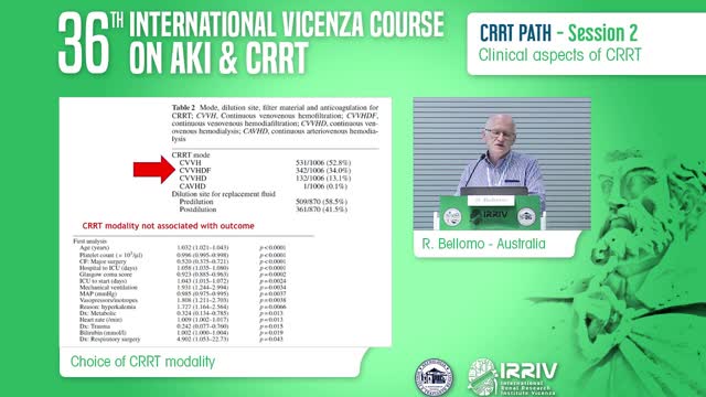 Choice of CRRT Modality - R. Bellomo