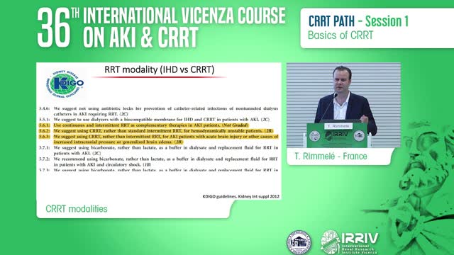 CRRT Modalities - T. Rimmelé